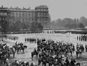 Review van het Indiase legercontingent, Horse Guards Parade, juni 1897