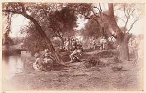 De inname van de Alipur-kanaalbrug door Guides Cavalry, Delhi Camp of Exercise, 1885 door Unknown