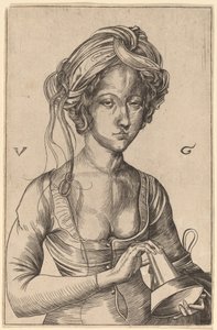 Borstbeeld van een Dwaze Maagd met haar Omgekeerde Lamp door Urs Graf I after Martin Schongauer
