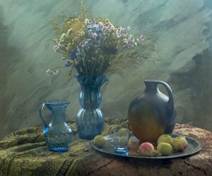 Rustiek blauw stilleven door UstinaGreen