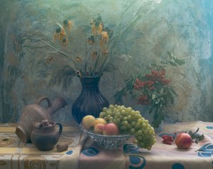 Stilleven met blauwe herfst door UstinaGreen
