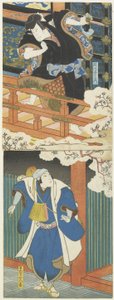 (Nakamura Utaemon II als Ishikawa Goemon, Mimasu Daigoro IV als Mashiba Hisayoshi) door Utagawa Hirosada