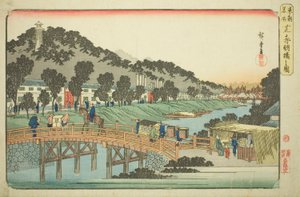 Akabane Brug in Shiba (Shiba Akabanebashi no zu), uit de serie "Beroemde Plaatsen in de Oostelijke Hoofdstad (Toto meisho)"
