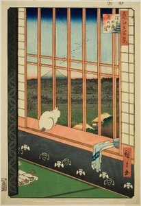 Asakusa rijstvelden en Torinomachi festival (Asakusa tanbo Torinomachi mode), uit de serie "Honderd beroemde uitzichten van Edo (Meisho Edo hyakkei)" door Utagawa Hiroshige