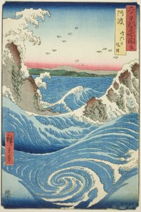 Awa Provincie: Naruto Wervelingen (Awa, Naruto no fuha), uit de serie "Beroemde Plaatsen in de Zestig-odd Provincies (Rokujuyoshu meisho zue)" door Utagawa Hiroshige