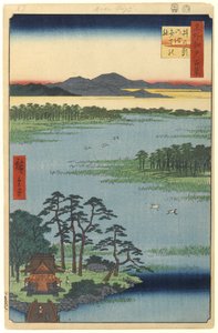 Benten Heiligdom, Inokashira Vijver, nr. 87 uit Honderd Beroemde Zichten van Edo door Utagawa Hiroshige