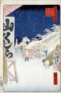Bikuni Brug in de Sneeuw Honderd Beroemde Zichten van Edo, 1856-1858 door Utagawa Hiroshige
