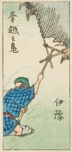 Vangen van Wilde Eenden in de Provincie Iyo, sectie van blad nr. 16 uit de serie "Uitgeknipte Afbeeldingen van de Provincies" door Utagawa Hiroshige