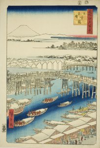 Helder weer na sneeuw bij Nihon-brug (Nihonbashi yukibare), uit de serie "Honderd beroemde uitzichten van Edo (Meisho Edo hyakkei)" door Utagawa Hiroshige
