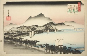Opklarend Weer bij Awazu, uit de serie "Acht Zichten van Omi" door Utagawa Hiroshige