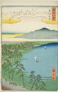 Opklarend Weer bij Awazu (Awazu seiran), uit de serie "Acht Zichten van Omi (Omi hakkei)" door Utagawa Hiroshige