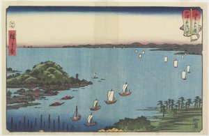 Delta van de Abe-rivier bij Yaizu, juli 1858