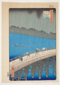 Regenbui bij de Ohashi brug, Atake, uit de serie "Honderd beroemde vergezichten van Edo". door Utagawa Hiroshige