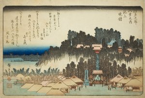 Avondklok in Ikegami (Ikegami no bansho), uit de serie "Acht gezichten in de omgeving van Edo (Edo kinko hakkei no uchi)"