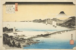 Avondgloed bij de Seta-brug (Seta no sekisho), uit de serie "Acht uitzichten van Omi (Omi hakkei no uchi)"