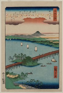 Avondgloed bij Seta, uit de serie Acht uitzichten van Ōmi door Utagawa Hiroshige