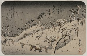 Avondsneeuw op Asuka Hill, uit de serie Acht Zichten van de Omgeving van Edo