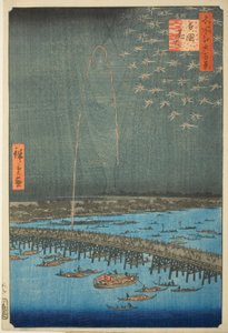 Vuurwerk bij Ryōgoku, uit de serie Honderd beroemde uitzichten van Edo door Utagawa Hiroshige