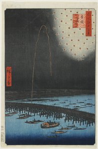 Vuurwerk bij de Ryo_goku-brug, 1858