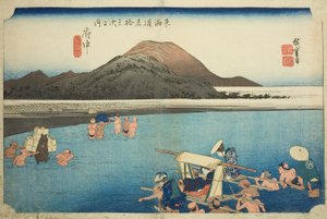 Fuchu: De Abe Rivier (Fuchu, Abekawa), uit de serie "Drieënvijftig Stations van de Tokaido Weg (Tokaido gojusan tsugi no uchi)," ook bekend als de Hoeido Tokaido