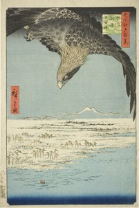 Fukagawa Susaki en Jumantsubo (Fukagawa Susaki Jumantsubo), uit de serie "Honderd Beroemde Zichten van Edo (Meisho Edo hyakkei)" door Utagawa Hiroshige