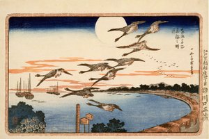 Volle Maan bij Takanawa, uit Beroemde Plaatsen in de Oostelijke Hoofdstad van Edo, ca. 1832 door Utagawa Hiroshige