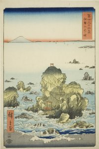 Futami Bay in de provincie Ise (Ise Futamigaura), uit de serie "Zesendertig gezichten op de berg Fuji (Fuji sanjurokkei)"