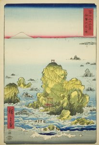 Futami Bay in de provincie Ise (Ise Futamigaura), uit de serie "Zesendertig gezichten op de berg Fuji (Fuji sanjurokkei)"