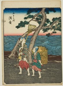 Hamamatsu, uit de serie "Drieënvijftig stations [van de Tokaido] (Gojusan tsugi)," ook bekend als de Figuren Tokaido (Jinbutsu Tokaido) door Utagawa Hiroshige