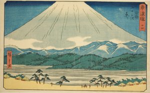 Hara—Nr. 14, uit de serie "Drieënvijftig Stations van de Tokaido (Tokaido gojusan tsugi)," ook bekend als de Reisho Tokaido