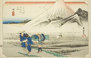 Hara: Mount Fuji in de Ochtend, uit de serie "Drieënvijftig Stations van de Tokaido Weg" door Utagawa Hiroshige