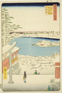 Uitzicht vanaf de heuveltop van het Yushima Tenjin-heiligdom (Yushima Tenjin sakaue tenbo), uit de serie "Honderd beroemde uitzichten van Edo (Meisho Edo hyakkei)" door Utagawa Hiroshige
