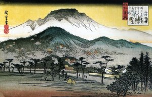 Hiroshige - 8 gezichten op Omi - 4e avondklok, Mii-tempel door Utagawa Hiroshige