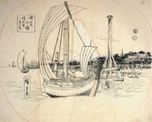 Hiroshige, Zeilboten bij de kust door Utagawa Hiroshige