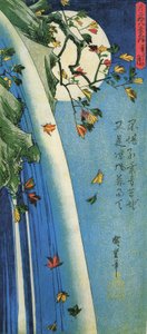 Hiroshige, De maan boven een waterval door Utagawa Hiroshige