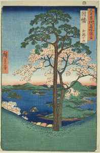 Inaba Provincie: Karo, Koyama, uit de serie "Beroemde Plaatsen in de Zestig-Provincies (Rokujuyoshu meisho zue)" door Utagawa Hiroshige