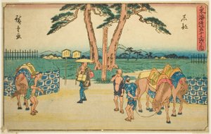 Ishibe, uit de serie Drieënvijftig Stations van de Tokaido (Tokaido gojusan tsugi no uchi), ook bekend als de Gyosho Tokaido