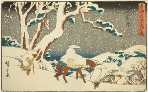 Ishiyakushi, uit de serie "Drieënvijftig stations van de Tokaido (Tokaido gojusan tsugi no uchi)," ook bekend als de Gyosho Tokaido
