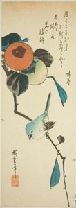 Japanse Witte Oog en Kaki door Utagawa Hiroshige