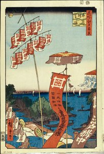 Kanasugi-brug en Shibaura. Honderd beroemde uitzichten van Edo, ca. 1858