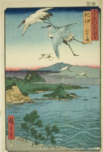 Kii Provincie: Wakanoura Baai, uit de serie "Beroemde Plaatsen in de Zestig-odd Provincies" door Utagawa Hiroshige