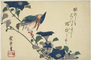 IJsvogel en Klokbloemen door Utagawa Hiroshige