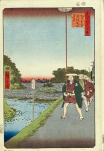 Kinokuni-heuvel en verre uitzicht op Akasaka en de Tameike-vijver Honderd beroemde uitzichten van Edo, 1856-1858 door Utagawa Hiroshige