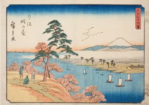 Konodai in de provincie Shimosa, uit de serie "Zesendertig Zichten op de berg Fuji" door Utagawa Hiroshige