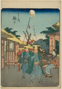 Mariko, uit de serie "Drieënvijftig Stations [van de Tokaido] (Gojusan tsugi)," ook bekend als de Figuren Tokaido (Jinbutsu Tokaido)