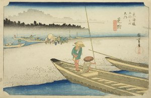 Mitsuke: Uitzicht op de Tenryu-rivier, uit de serie "Drieënvijftig stations van de Tokaido"