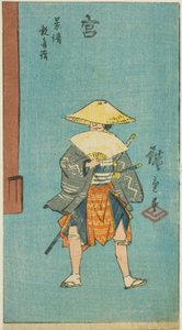Miya: Kagekiyo Bezoekt de Kannon Tempel (Miya, Kagekiyo Kannon mode), deel van blad nr. 12 uit de serie "Afbeeldingen van de Drieënvijftig Stations van de Tokaido-weg (Tokaido gojusan tsugi zue)" door Utagawa Hiroshige