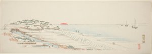 Ochtendsneeuw bij Susaki (Susaki yuki no asa), uit de serie "Dertien uitzichten van de omgeving van Edo" door Utagawa Hiroshige