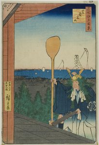 Mount Atago, Shiba (Shiba Atagoyama), uit de serie "Honderd beroemde vergezichten van Edo (Meisho Edo hyakkei)". door Utagawa Hiroshige