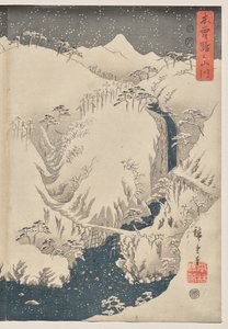 Berg en Rivier op de Kiso Weg door Utagawa Hiroshige